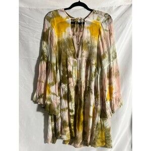 Young Fabulous &Broke Babydoll Dress X-Small Oversized Boho Bell Sleeve Festival
